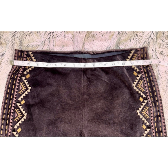 Free People Driftwood Embroidered boho coastal cowgirl Velvet Flare Pants size M - Picture 7 of 8